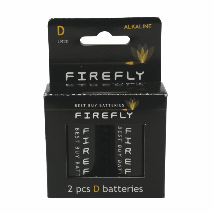 Batteri alkaliske D LR20 2-pk. - Firefly